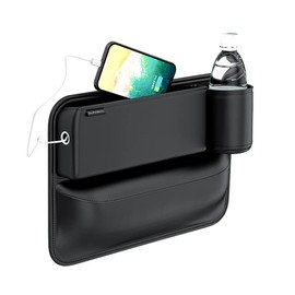 DURASIKO Car Seat Gap Filler,Console Side Pocket Organizer with Cup Holder,Car Front Seat Gap Storage Box with Charging Cable Hole on The Side,Car Seat Pockets,Passenger Seat Available