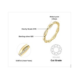 JewelryPalace Love Rope Infinity Moissanite Wedding Band for Women, Twisted 14K Yellow Gold 925 Sterling Silver Promise Ring for Her, Wave Simulated Diamond Anniversary Stackable Rings VVS D-F T