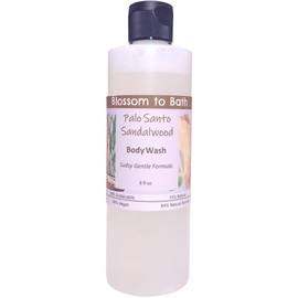 Blossom to Bath Palo Santo Sandalwood Body Wash (8 Ounce) - Phthalate Free Fragrance - Cleans And Refreshes Skin with a Sacred Uplifting Scent