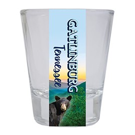 Gatlinburg Tennessee Souvenir Great Smoky Mountains Bear Round Shot Glass