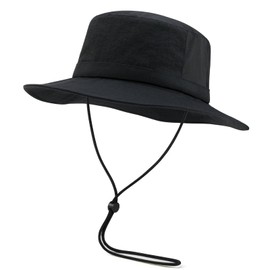 FUICUI Quick Dry Sun Hat for Men Women Outdoor Bucket Hat Unisex Packable Travel Hat (Black)