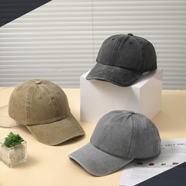 ViEinkaufen 3 Pack Baseball Caps Adjustable Washed Vintage Hat Cotton Distressed Base Ball Caps for Men Women Outdoor Golf Tennis