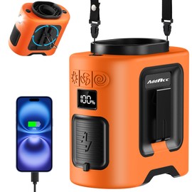 AddAcc Portable Waist Fan - 14500mAh Rechargeable Battery, 67Hrs Cooling Belt Fan, 5 Powerful Speed & 360° Rotatable, Hands Free Clip On Waist With LED Light for Work Gift Camping Travel Outdoor