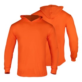 FONIRRA Men's High Visibility Safety Shirts 3 Pack Long Sleeve Hi Vis Construction Work T Shirts with Hood Orange