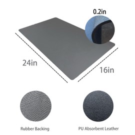 AmiiLive Coffee Mat for Counter, Coffee Bar Accessories Fit Under Coffee Maker Espresso Machine, Absorbent Rubber Backed Dish Drying Mat, 16"x24", Grey