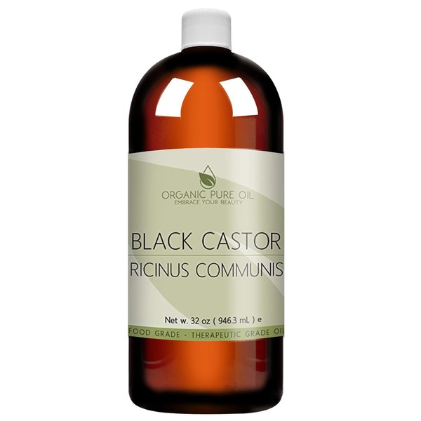 Jamaican Black Castor Oil - 32 OZ 100% Pure, Organic, Cold Pressed, Filtered Hexane & Chemical Free, PBA-Free Plastic Premium Therapeutic Grade A Caster - Hair Growth, Body, Skin - Brows, Lashes