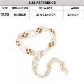 ILuvatar Women's Tassel Knotted Belt - Bohemian Style Cross Hand Woven Waist Rope With Wooden Beads - Boho Belt