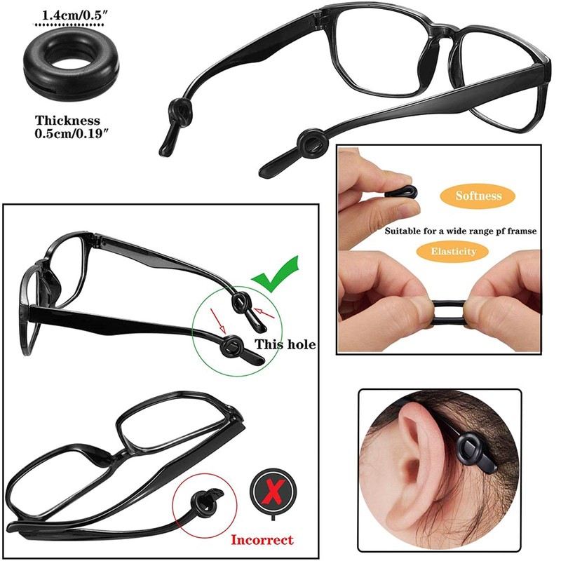 AZFVBQL 34PCS Eyeglasses Retainers Silicone Glasses Temple Holders Anti-slip Protectors