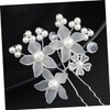 Baluue U-Shaped Hair Pins 6pcs Red Pearl Floral Hair Sticks