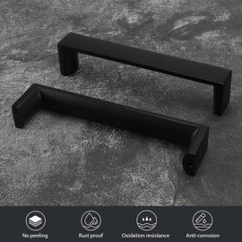 homdiy 5 Pack Cabinet Handles 5 inch Black Kitchen Handles for Cabinets Square Bar Drawer Handle Cabinet Pulls Matte Black