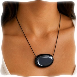 Sunongxin Natural Obsidian Pebble Pendant Necklace