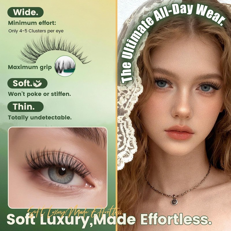 Natural Lash Clusters Kit, Wispy Fluffy Lashes Kit Velvetpuff C