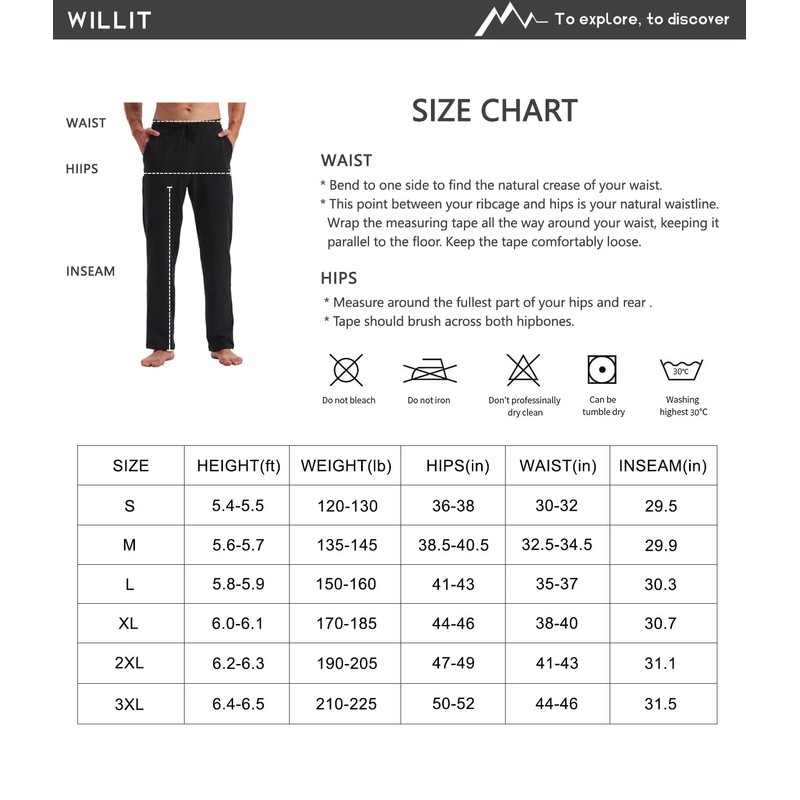 Willit Men's Cotton Yoga Sweatpants Exercise Pants Open Bottom Athletic