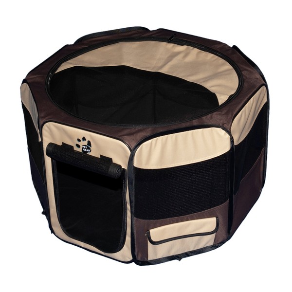 Pet Gear Travel Lite Portable Play Pen/Soft Crate with Removable Shade Top for Dogs/Cats/Rabbits, Easy-Fold + Built-in Stay Fold Band, Durable 600D Fabric, Indoor/Outdoor, 3 Sizes, Sahara, 29-Inch