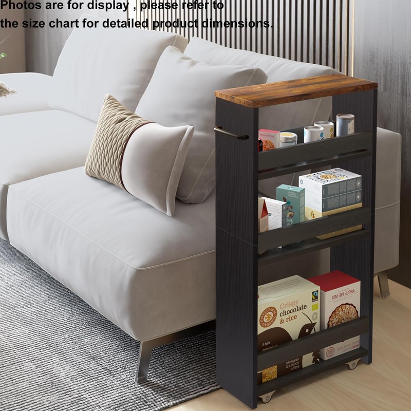 TEAMIX 4 Tier Slim Storage Cart with Handle, Small Kitchen