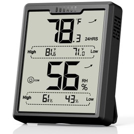 DOQAUS Improved Digital Thermometer Hygrometer Indoor Thermo-Hygrometer Humidity Room Thermometer Humidity Meter with Large LCD Display for Greenhouse, Baby Room, Living Room, Office