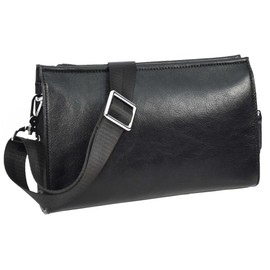 A1 FASHION GOODS Mens Leather Wrist Clutch Bag, Travel Organiser with Detachable Long Strap Murse (Black)