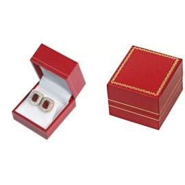 USJS 3 Pieces Classic Red Leatherette Earring Pendant Jewelry Display Gift Boxes