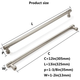 khtumeware 2 Pack Brushed Satin Nickel Cabinet Pulls 12 Inch(305mm) Hole Centers Kitchen Cabinet Handles Cabinet Hardware Kitchen Handles for Cabinets Cupboard Handles Drawer Pulls