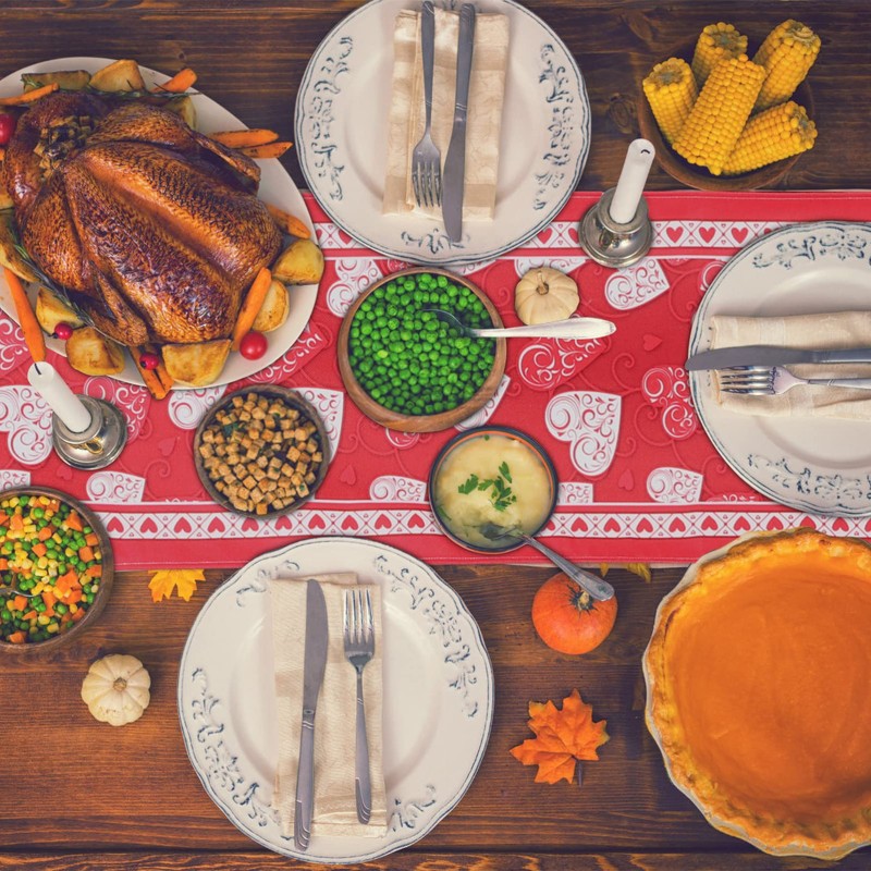 Gadpiparty Romantic Heart Printed Table Runner Valentine's Day Decor Kitchen