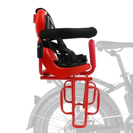 Fenjidrop Bike Seat for Kids, Rear Child Bike Seat for Kids Aged 6 Months to 6 Years, Heavy-Duty Steel Frame, U-Shaped Guardrail, Adjustable Harness, Fits Mountain, Road & Electric Bikes (Red)