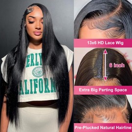 Btomar 13x6 Straight Lace Front Wigs Human Hair HD Transparent Lace Front Wigs Human Hair Pre Plucked Glueless Lace Frontal Wigs for Women Natural Color 200% Density (18 Inch)