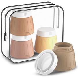 Gemice 4 OZ Travel Size Containers for Toiletries, Leak-Proof Silicone Slime Jars with Lids, BPA Free Small Round Cosmetic Slime Container for Lotion, Cream, Ointments, Travel Storage (4 Pack)