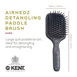 Kent AH8G Airhedz Cushion Paddle Brush - Hair Detangler and Growth Stimulator for Thick, Curly Hair