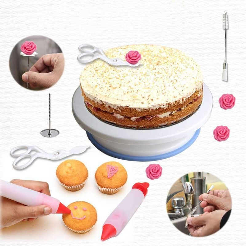 Fulfun 90 Pcs Cake Decorating Supplies kit with Cake Turntable-Cake