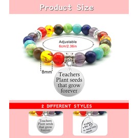 2 Pieces Teacher Appreciation Gifts Bracelets Charm Teacher Bracelets Gifts for Women Healing Beads Teacher Bracelet Graduation End of Year Thank You Gifts for Teacher