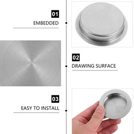 Lepidi Set of 4 Sliding Door Handles Made of Stainless Steel with Recessed Handles for Sliding Doors, Round Installation 40 mm Recessed Flush Finger Pull with 8 Screws for Drawers, Shoe Cabinets,