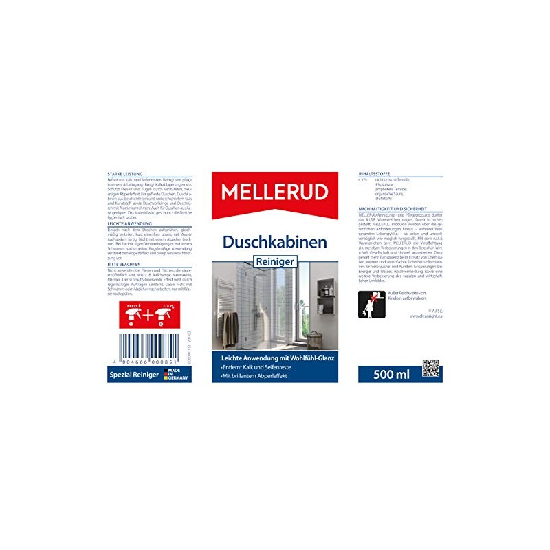 MELLERUD Duschkabinen Reiniger | 1 x 0,5 l | Wirksames