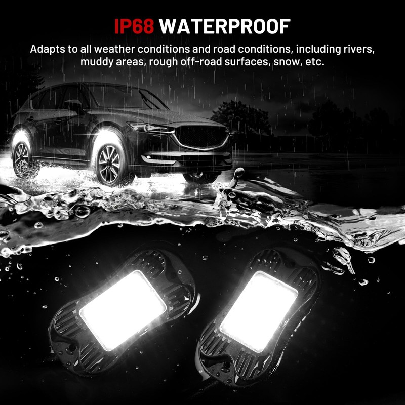 SHINIGHT 8 Pods White Rock Lights for Trucks/UTV/ATV - 36