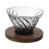 Gatuida 1Pc Smoke Grey Glass Coffee Pot with Walnut Base