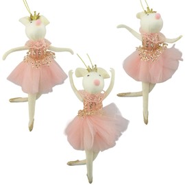 Crafty Capers Pink Fabric Ballerina Mouse | Christmas Tree Decoration | 18cm | Gisela Graham