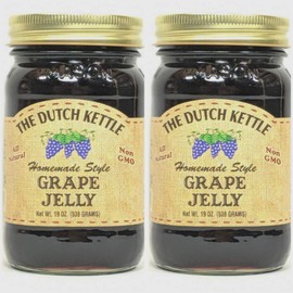 The Dutch Kettle Amish Homemade Style Grape Jelly All Natural Non-GMO 2 - 19 oz. Reusable Jar