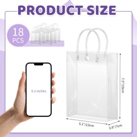 BadenBach 20 PCS Small Clear Gift Bags with Handle,5.1" x 7.5" x 2.8",Plastic Gift Wrap Bag Clear Goodie Bags Transparent Party Favor Bags for Baby Shower Wedding Birthday Party Mother's Day