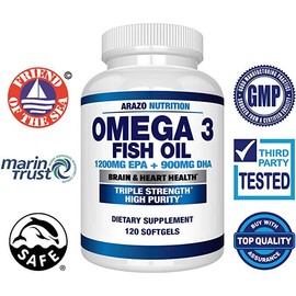 Arazo Nutrition BS012 Omega 3 Fish Oil 2250mg 120 Softgels