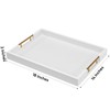Nitinol Rectangular 18×14 Inch White Wood Ottoman Serving Tray with