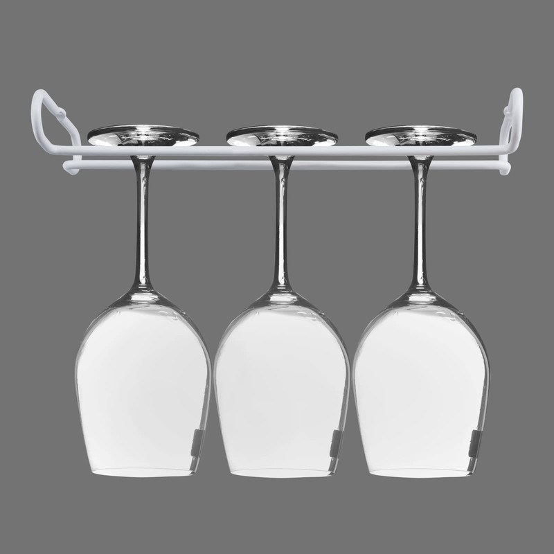eastbao White 4 Wine Glass Rack Under Cabinet Shelf Glasses