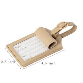 Initial Luggage Tag, Leather Luggage Tag withEmbroidered Initial, Travel Accessories, Travel Tag for Suitcases, Backpacks, Handbags and Luggage Identification (Desert Sand+Gold, M)