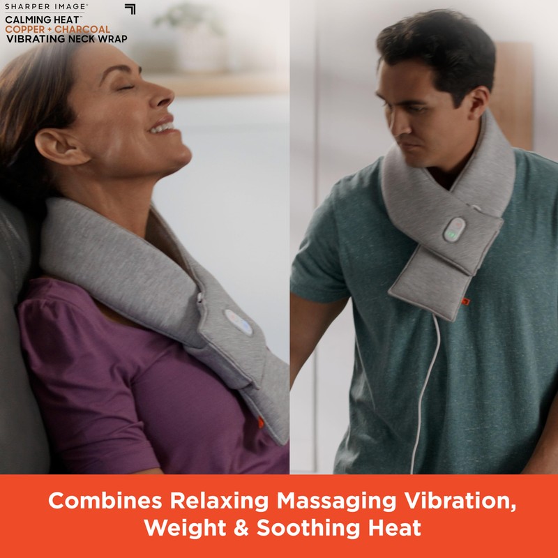 Calming Heat Neck Wrap by Sharper Image Copper & Charcoal