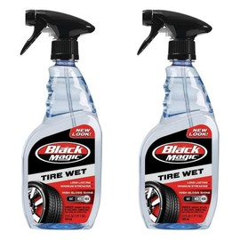 Black Magic Tire Wet 23oz Trigger Spray Specially Formulated Tire Shine Wet, Black, Glossy with One Quick Spray, 2 Pack