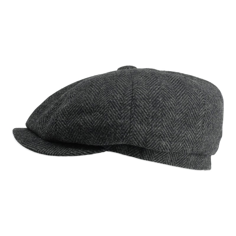 Gamble & Gunn Shelby' Flat Cap Grey Herringbone Vintage Style
