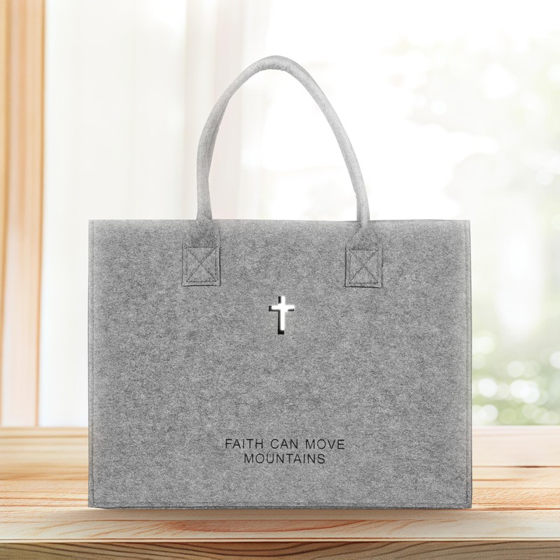 Christian Gift Bible Cover Large Tote Bag Cross Hollow-Out Felt