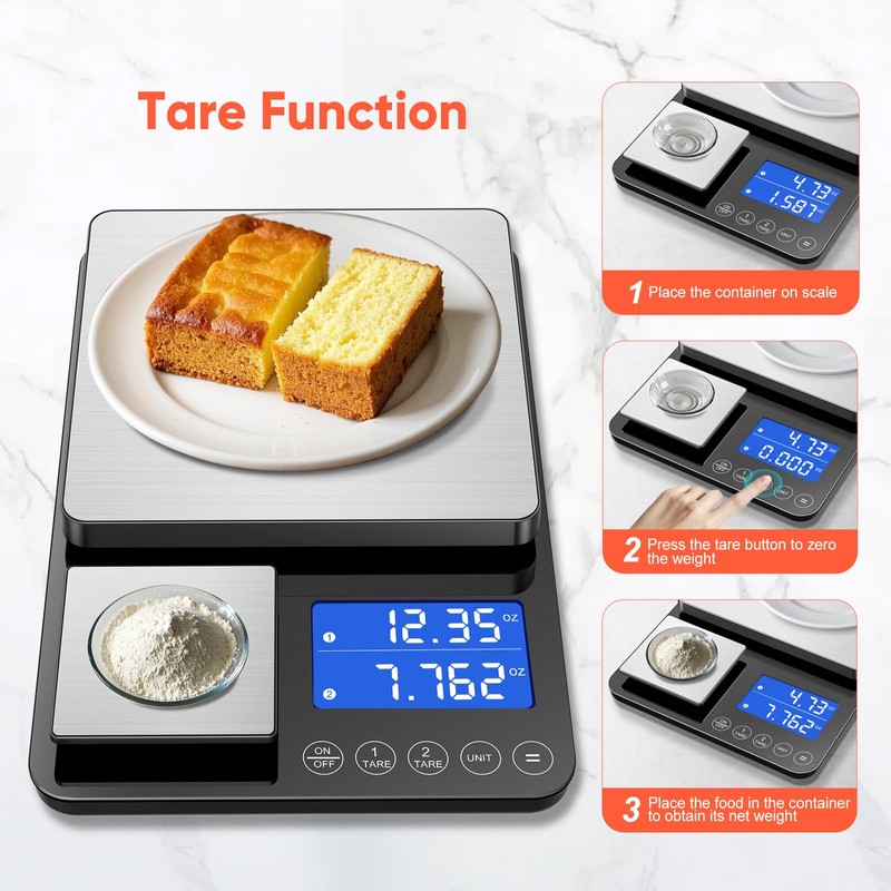 KUAIVO 0.001 oz / 33 lb Dual Platform Kitchen Scale, Digital Food
