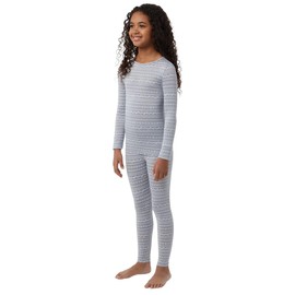 32 Degrees Heat Kids Baselayer Long Sleeve Crew Neck & Legging Set (Grey Mountain, X-Large)