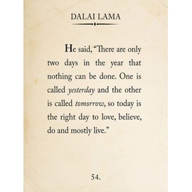 Dalai Lama Book Page Style Literary Quote Print. Fine Art Paper, Laminated, or Framed. Multiple Sizes Available for Home, School, or Office