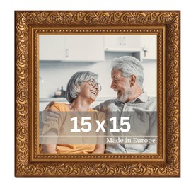 VictoR Rubens Vintage Picture Frame 15 x 15 cm Gold Brown Frame 30 x 20 mm Real Glass Baroque Antique Gold Square Picture Frame