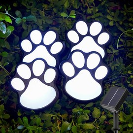 Solar Print Outdoor Lights, Set of 4 Solar Lights Outdoor Waterproof Paw Lights, 8 Modes Garden Path Paw Lamp Walkway Lighting for Patio, Yard